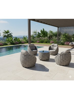 Alchair Alessa Dörtlü Takım Döner Berjerli Balkon ve Bahçe Takımı