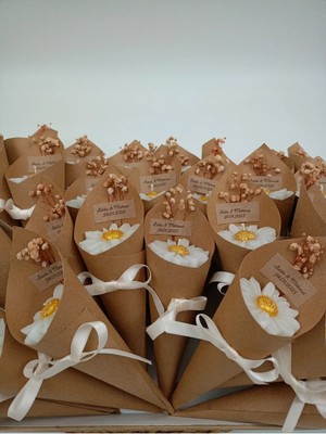 Bernami Dekoratif Pinterest Kişiye Özel Düğün|nişan|söz|kına|sünnet| Hediyelik Vanilya Kokulu Papatya Buket Mum-20 Adet