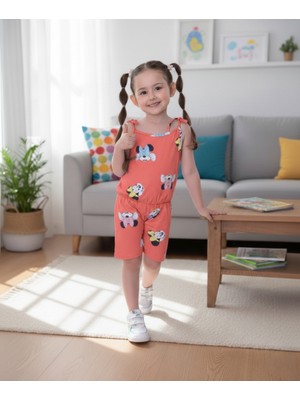 Buufuu Yazlık Dijital Baskılı Askılı Kız Çocuk Tulum Elbise