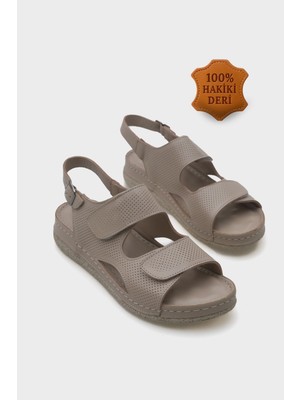 Capone Outfitters Ember Cırtlı Deri Konfor Anatomik Kadın Sandalet