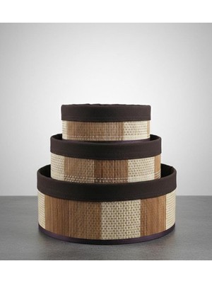 Skygo Bambu Hasır  Üçlü Organizer  Sepet Seti Çok Amaçlı Düzenleyici