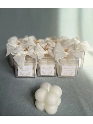 Bernami Düğün Pinterest 50 Adet Keten Kurdela Süslemeli Hediyelik Bubble Mum Söz, Nişan, Düğün Hediyelik Mum