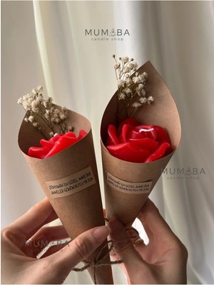 Bernami Dekoratif Pinterest 15 Adet Süslemeli Kırmızı Gül Mum Buket, Doğum, Sünnet, Dekoratif Nişan Söz, Kına, Doğum Günü.