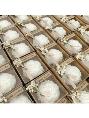 Bernami Düğün Pinterest 15 Adet Kraft Kutuda Şakayık Hediyelik Mum, Nişan, Kına, Söz, Sünnet, Doğum Günü
