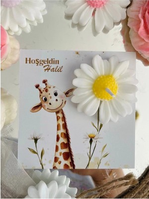 Bernami Düğün Pinterest 20 Adet Özel Tasarlanmış Kart ve Papatya Mum. Bebek Doğum, Babyshower, Doğum Günü, Hediyelik