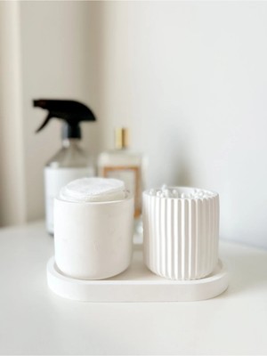 Bernami Şamdan Pinterest Biblo Dikey Çizgili 3'lü Set , Banyo Seti