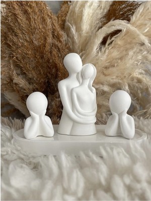 Bernami Nikah Pinterest Sevimli 2 Çocuklu Aile Dekoratif Biblo Seti, Şık ve Anlamlı Ev Aksesuarı