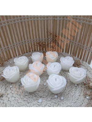 Bernami Dekoratif Pinterest Gül Mum Sade Nişan, Nikah, Doğum Günü, Özel Gün - 10 Adet