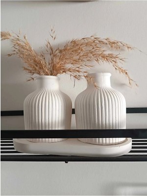 Bernami Nikah Pinterest Pampas Vazo Takımı 2'li, Pampas Takımı; Beyaz Beton Dekorasyon, Ev Dekorasyonu(Altlık Hariç)