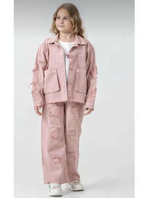 Pampal Kızçocuk  3'lü Yıldızdetaylı Ceket-Tişört-Pantolon Takım/kalitelikumaş &yenisezon