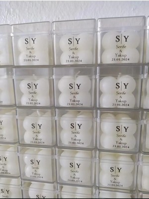 Bernami Düğün Pinterest 15 Adet Etiketli Mika Kutulu Beyaz Bubble Mum Söz,nişan,düğün,nikah Hediyelikleri