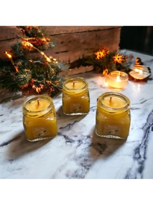 Bernami Şamdan Pinterest 3'lü Özel El Yapımı Mini Boy Vanilya Kokulu Mum