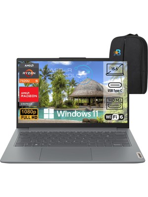 Lenovo Ideapad Slim 3 15AMN8 Ryzen 5 7520U 16GB 1tb SSD 15.6" Fhd W11P 82XQ00SFTX Notebook Asbertech Çanta Hediyeli