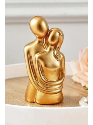 Bernami Dekoratif Pinterest 10.7 cm Gold Renk Sonsuz Aşk Sarılan Sevgili Biblosu 1 Adet Hediyelik Heykel Biblo Dekoratif Obje