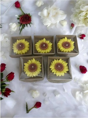 Bernami Düğün Pinterest Ayçicek Temalı Mum Hediyelik Düğün, Kına, Doğum Günü, Nişan Söz Hediyesi - 15 Adet