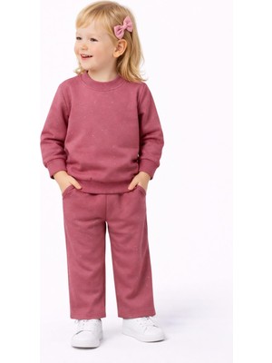 Baglan Kız Çocuk Taşlı Sweatshirt Pantolon Takım BGL-ST05273