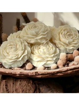 Bernami Düğün Pinterest Dekoratif Şakayık Çiçeği Vanilya Kokulu Mum-Çiçek Mum-Kokulu Mum - 2 Adet