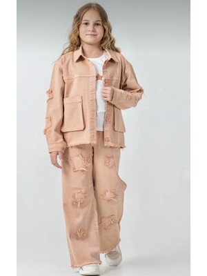 Pampal Kızçocuk  3'lü Yıldızdetaylı Ceket-Tişört-Pantolon Takım/kalitelikumaş &yenisezon