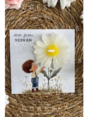 Bernami Şamdan Pinterest 10 Adet Özel Tasarlanmış Kart ve Papatya Mum. Bebek Doğum, Babyshower, Doğum Günü, Hediyelik