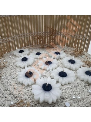 Bernami Şamdan Pinterest Papatya Mum Mavi Nişan, Nikah, Doğum Günü, Özel Gün - 10 Adet