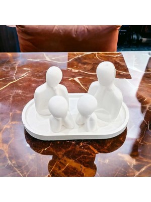 Bernami Dekoratif Pinterest Dekoratif 4 Kişilik Beton Heykel Obje Biblo Aile ve Yatay Sunum Tepsisi