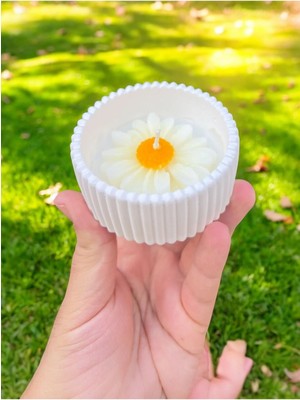 Bernami Dekoratif Pinterest 2'li Mini Saksı Papatya Çiceği Temalı Kokulu Mum Seti Hediyelik