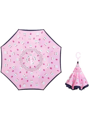 Ay Ege Çocuk Şemsiye Ters Şemsiye Tavşan Çilek