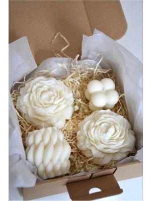 Bernami Dekoratif Pinterest Kıvrık Yağmur Damlası Mum Mini Bubble ve Şakayık Mum Seti / Dekorasyon Süs ve Hediyelik