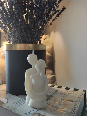 Bernami Dekoratif Pinterest Mağazası Sarılan Çift Beyaz Soya Mum