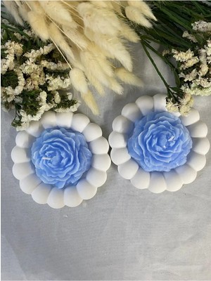 Bernami Dekoratif Pinterest 2 Li Mavi Şakayık Mum Tabak Set