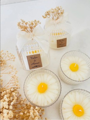 Bernami Düğün Pinterest Papatyalı Mum - Söz Nişan - Nikah - Bebek Hediyeliği