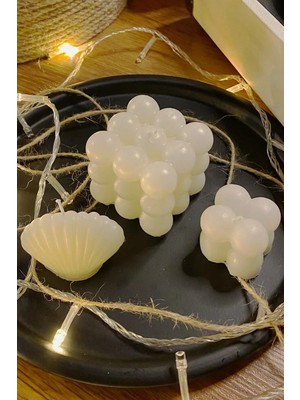 Bernami Düğün Pinterest Soya Wax Dekoratif Büyük Bubble Mum, Soya Wax Küçük Bubble Mum, Soya Wax Istiridye Mum 3'lü Set