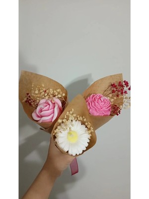 Bernami Düğün Pinterest Çiçek Desen Dekoratif Mum Kadınlar Günü, Anneler Günü, Sevgiliye ve Arkadaşa Hediyelik Buket Mum