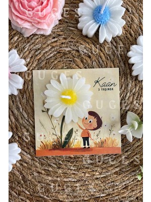 Bernami Şamdan Pinterest 10 Adet Özel Tasarlanmış Kart ve Papatya Mum. Bebek Doğum, Babyshower, Doğum Günü