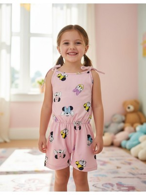 Buufuu Yazlık Dijital Baskılı Askılı Kız Çocuk Tulum Elbise