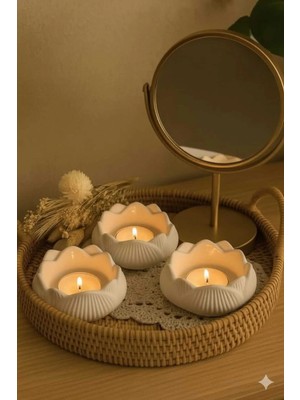 Bernami Dekoratif Pinterest Dekoratif 3'lü Lotus Çiçeği Mumluk,takı Seti Obje Biblo