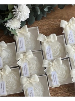 Bernami Dekoratif Pinterest 15 Adet Beyaz Kutulu Hediyelik Şakayık Mum Düğün, Kına, Söz, Nişan, Doğum Günü, Bride