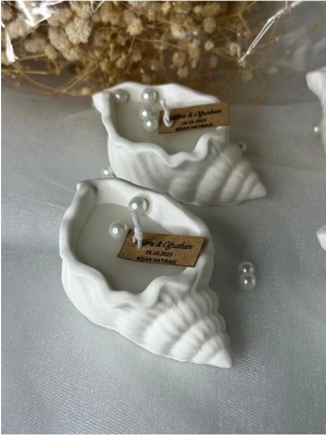 Bernami Dekoratif Pinterest 20 Adet Deniz Kabuğu Mum Söz, Nişan, Nikah, Bebek Doğum, Bebek Mevlüdü Hediyeliği