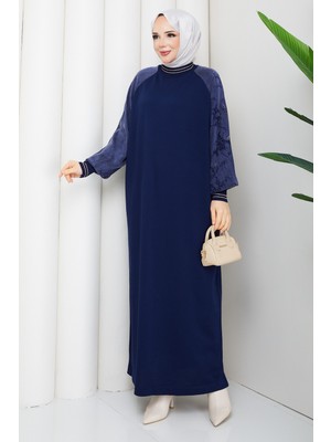 Pamuk Butik Kadın Kolu Ipek Kupra Simli Şerit Detaylı Merserize Triko Elbise -PMK533