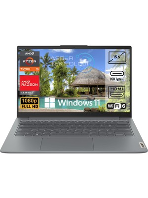 Lenovo Ideapad Slim 3 15AMN8 Ryzen 5 7520U 16GB 256GB SSD 15.6" Fhd W11P 82XQ00SFTX Notebook