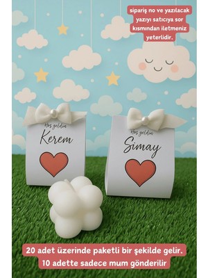 Bernami Şamdan Pinterest 10'lu Bubble Mum - Hoşgeldin Bebek Hediyesi - Mevlit Hediye - Biblo Hediyesi - +20 Adet Kişisel Yazı