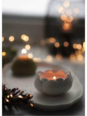 Bernami Nikah Pinterest Dekoratif 2'li Lotus Vanilla Kokulu Mum Set 3'lü Şamdanlık Mumluk Orta Sehpa