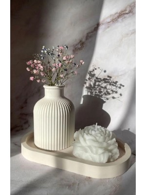Bernami Nikah Pinterest Dekoratif Vazo ve Şakayık Mum 2'li Set