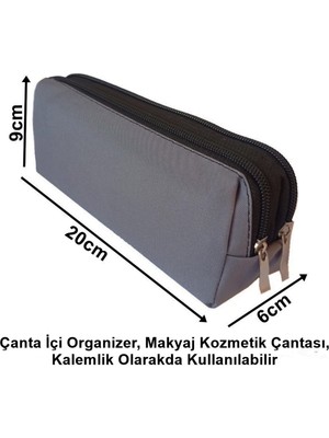 Özgürce Koyu Gri Çok Amaçlı Organizer Çanta Içi ve Kozmetik Saklama Çözümü