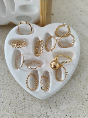 Bernami Nikah Pinterest Taş Tozu Kalp Şekilli Yüzük ve Aksesuar Standı - 1 Adet