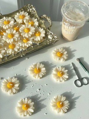 Bernami Dekoratif Pinterest Papatya Şeklinde El Yapımı Kokulu Mum