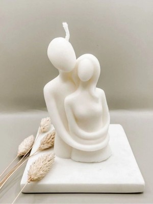 Bernami Şamdan Pinterest Sarılan Çift Figürlü Vanilya Kokulu Biblo Mum (Handmade Decorative Candle)