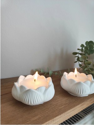 Bernami Lotus Model Dekoratif Pinterest  2'li Kokulu Soya Mum Taş Tozu Malzeme ile Dekoratif Kase Şeklinde