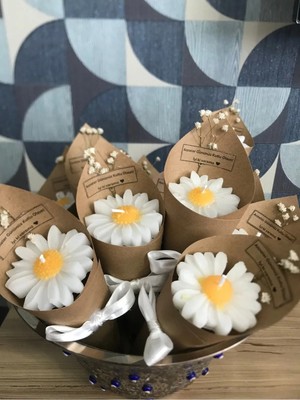 Bernami Dekoratif Pinterest Kişiye Özel 10 Adet Papatya Kokulu Buket Mum Düğün/nişan/söz/kadınlar/anneler Günü Hediyelik,nikah