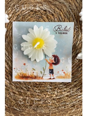 Bernami Şamdan Pinterest 10 Adet Özel Tasarlanmış Kart ve Papatya Mum. Bebek Doğum, Babyshower, Doğum Günü, Hediyelik